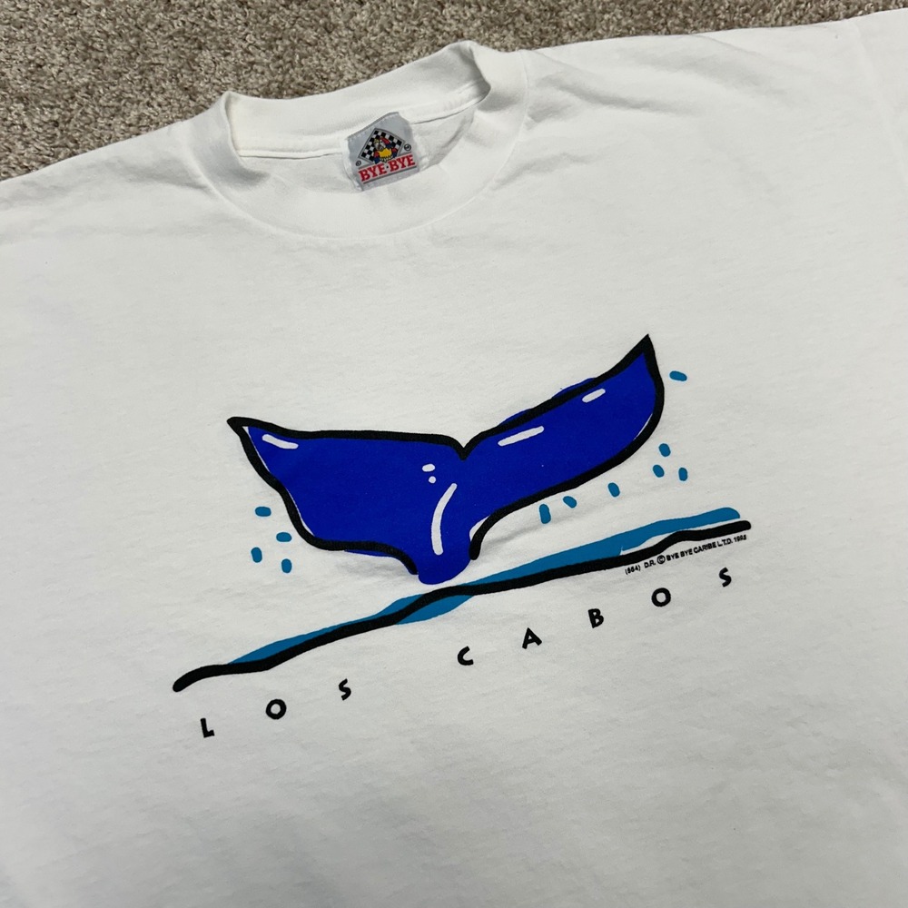 Vintage Los Cabos Tshirt Men Size XL White 1995 Cotton 90s Bye-Bye